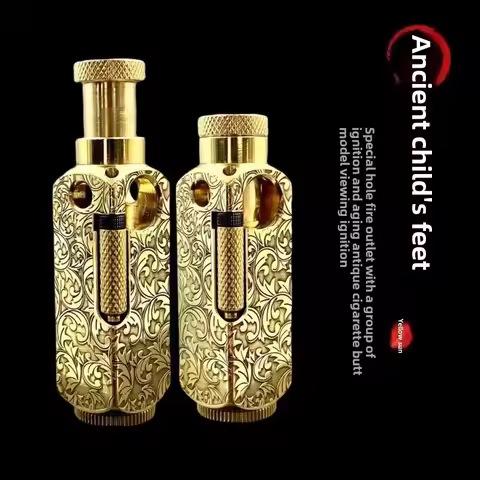 Heavy Trench Handmade Brass Lighter Flamido Side Pulley Ignition Special-shaped Lighter Retro Collec