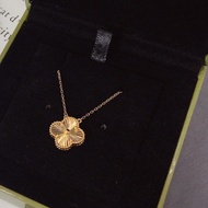 Vca 18k gold car flower four-leaf clover necklace women classic fashion style AU750 collar niche des