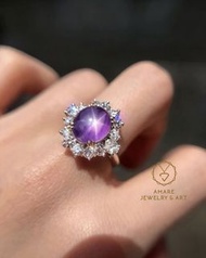 新品nice超抵💜🌟！ GRS🇨🇭7.14ct Unheated Sri Lanka Star Sapphire Ring! 18k gold & 1.93ct diamond, price 1xx,