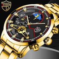 DEYROS Men's Stainless Steel Quartz Watch with Date Calendar jam tangan lelaki