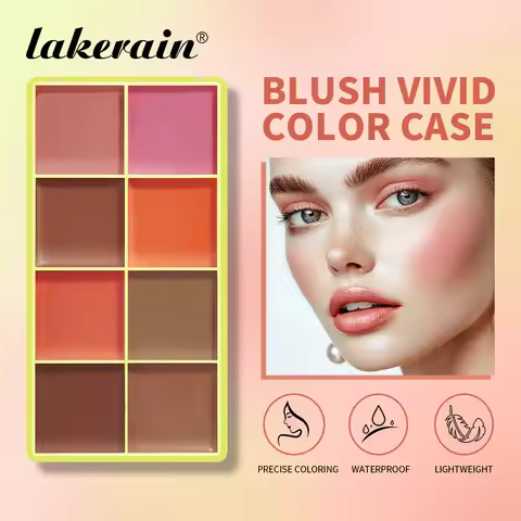 Lakerain 8-Color Blusher Cream Plate Waterproof Long Lasting Concealer Natural Color Highlighter Pal