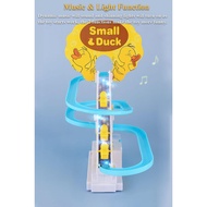 Duck Slide Toy Set, Automatic Stair-Climbing Ducklings Race Track Set with Lights and Music (Duck)