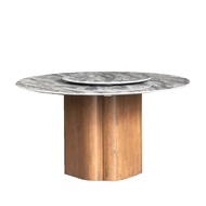 Arturo - Sammo Solid Wood Marble Top Round Dining Table