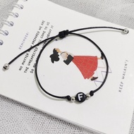 HITAM Initial Drawstring Bracelet/Black Round Letter Initial Bracelet/Waterproof Letter Bracelet/Ini