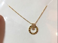 黃金純金9999時尚造型羅馬數字盤項鍊 閃亮蘇聯鑽套鍊 重0.86錢 pure gold necklace 24k 9999