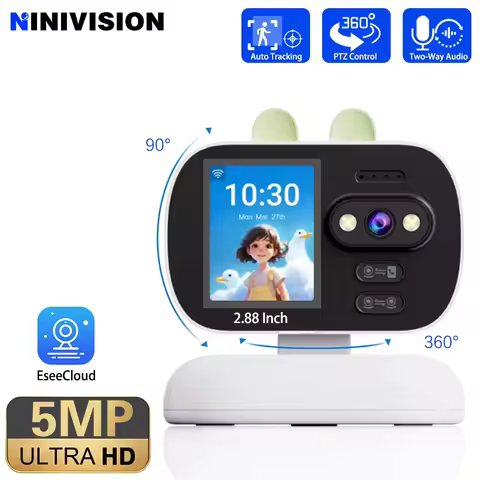 5MP PTZ Wifi IP Cameras Video Call With 2.88 Inch IPS Screen Baby One Click Call 360° Control Securi