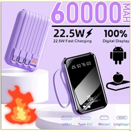 Mini powerbank 20000mAh/60000mAh powerbank fast charging 5 output + 2 input Portable Powerbank Built