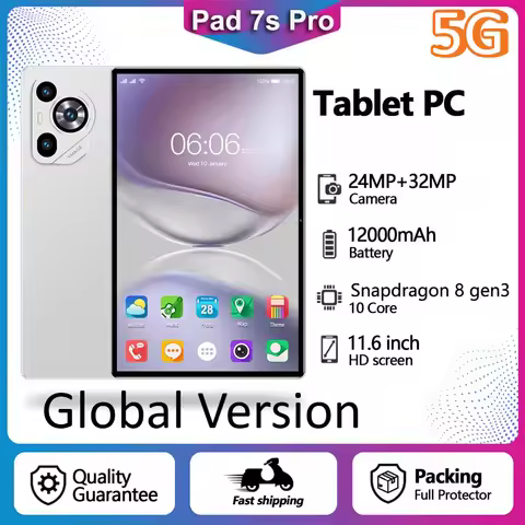 Hot New Pad 7s Pro Original Tablets 11.6inch Global Version Android 15 Tab 5G Dual Sim 12000mAh Tabl