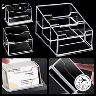 BSUNSTORE 1Pcs Bussiness Card Holder,  Transparent Acrylic Plastic Business Card Box, Display Stand 