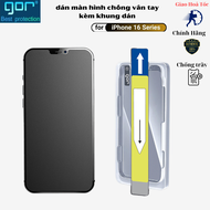 Miếng dán kính cường lực Gor cho iphone 16 pro max nhám chống vân tay kèm khung dán