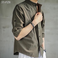 ✼♦Kemeja Linen Lelaki Kemeja Lengan Pendek Longgar Saiz Besar Lelaki Gaya Cina Kapas Linen Lengan Setengah Atasan Jaket