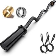 Olympic EZ Curl Barbell Bar 47",Mute Bearings - 2" Curl Bar for Weight Lifting, Hip Thrusts,Biceps,S