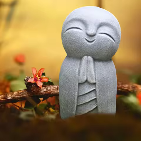 Buddha Statues Cute Little Jizo Buddha Sculpture Figurines Garden Ornaments Jizo Buddhas Japanese Bu