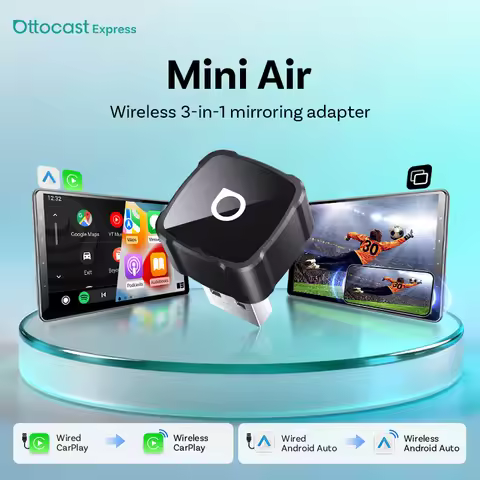 Ottocast 4.0 Mini Air Wireless CarPlay Android Auto 3 in1 Adapter Video Mirroring Youtube Tiktok Mir