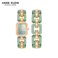 Anne Klein AK4078GNST0000 Box Set Green Mother of Pearl Rose Gold Rectangle Watch with Acrylic Bracelet