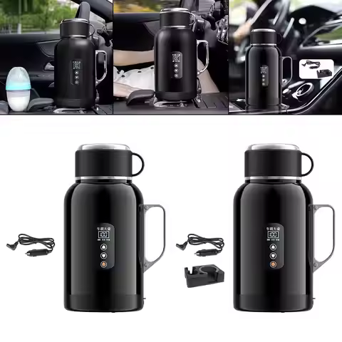 12V/24V Car Kettle Water Boiler 17.5x28.5cm Vehicle Travel Kettle Car Heated Mug for Drivers and Sel