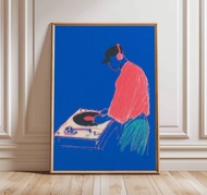 Modern Pop Record Player Music Posters DJ Hip Hop Dancing Couple Prints Canvas Painting Wall Art Pic