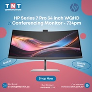 HP Series 7 Pro 34-inch WQHD Curved Conferencing Monitor – 734pm | IPS Panel, Built-in Webcam & Spea