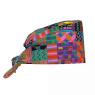 Unique Wax Print Ankara Kente Pattern Medical Staff Scrubs Hat Women Men Africa Ethnic Doctor Nursin