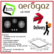 Aerogaz 90cm tempered glass hob AZ 933F| Local Singapore Warranty | Express Free Home Delivery