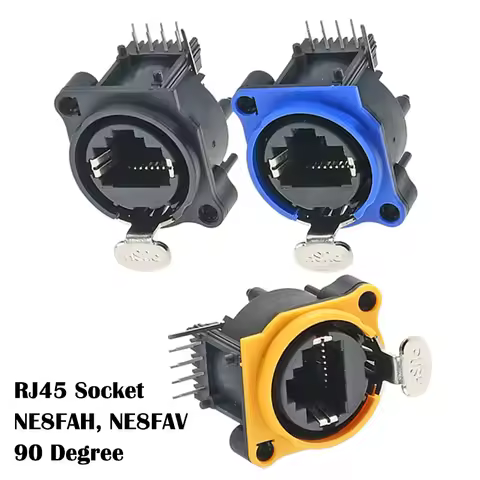 1PCS NE8FAH NE8FAV 90° Right Angle PCB Mount RJ45 Socket Stable Signal Transmission for Industrial C