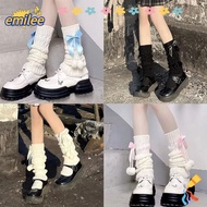 EMILEE Knitted Leg Warmers, Fleece Lined Lolita Pom-pom Leg Warmers, Thermal Bowknot Slouchy Leg War