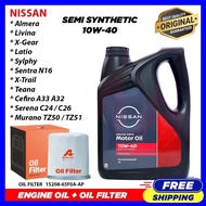 (With Nissan TC Oil Filter) Nissan 10W40 Semi Synthetic Engine Oil (4L) - Almera / Livina / X-Gear / Latio / Sylphy / Teana / Serena / X-Trail / Sentra N16 10W-40