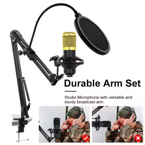 BM800 Condenser Alloy Microphone Kit Professional Sound Card Arm Bracket Set V8 Studio Mixer Live So