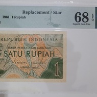 PMG68 EPQ 1 Rupiah 1961 Replacement Star Top Pop