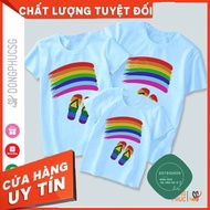 T-shirt Rainbow family shirt Cheap family uniform for 3/4/5 people cotton t-shirt Sky color GD321TT