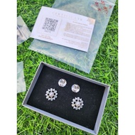 Earrings Pakasia Brand Cocktail Shell Petals Alternating With Diamonds Surrounded By Pearls Akoya