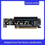 PCIe 5.0 X16 to X8+X4+X4 Split Expansion Adapter Card GEN5 Riser Card Half to Full Height for 22110-