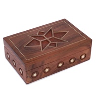 Ajuny Wooden Jewellery Box Keepsake Handcrafted Star Pattern Storage Trinket Organizer For Women Tab