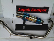 Knalpot Racing Akrapovic Model R9 Mugello Half Blue Full Set Vixion, Xabre, Byson, Scorpio, R15, NVA, NVL