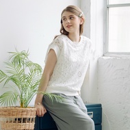 [CUMAR] Lace Dropped Shoulder Sleeve Top White
