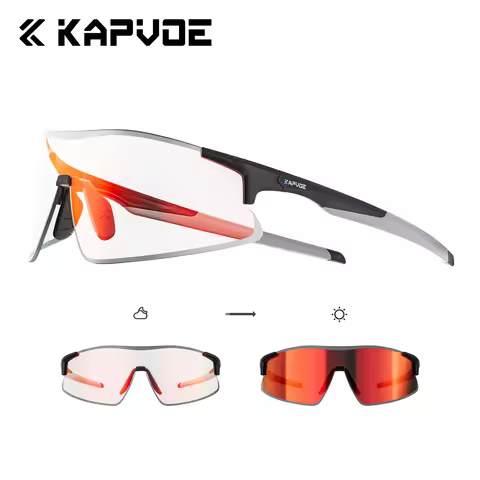 KAPVOE Photochromic Cycling Glasses Unisex Stylish Outdoor Running Hiking Mountaineering Sunglasses 