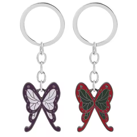 Demon Slayer Shinobu Kocho Keychain Pendant Butterfly Key Ring Cosplay Prop Backpack Charm for Men a