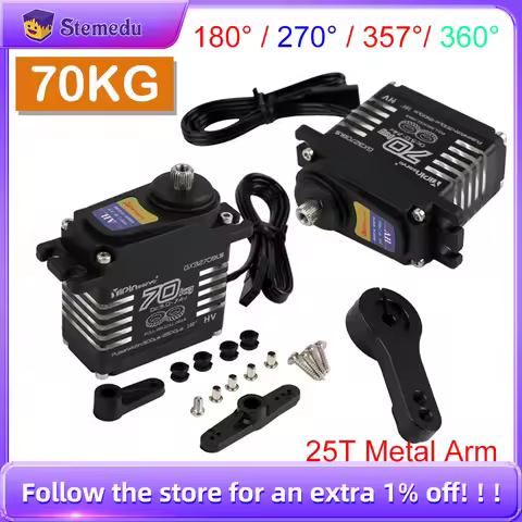 70Kg Digital YP3270BLS RC Servo 180/270/360/357 Degree Brushless Motor IP68 Steel Gear Servos 25T Ar