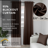 B25 - Ready-Made 95% Blackout Curtain DARK CHOCOLATE, Langsir Siap Jahit. LANGSIR KAIN TEBAL! ( FREE HOOK/RING )