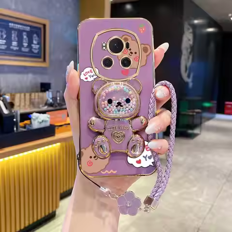 Clover Strap Lanyard Love You Bear Phone Holder Case On For Huawei Honor Magic 3 4 5 6 7 Pro X9B Ant