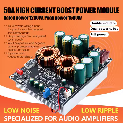 ZK-PW1200 50A Boost Power Supply Module DC 10-30V To 50V, 1200W, Audio Amplifier Converter With Dual