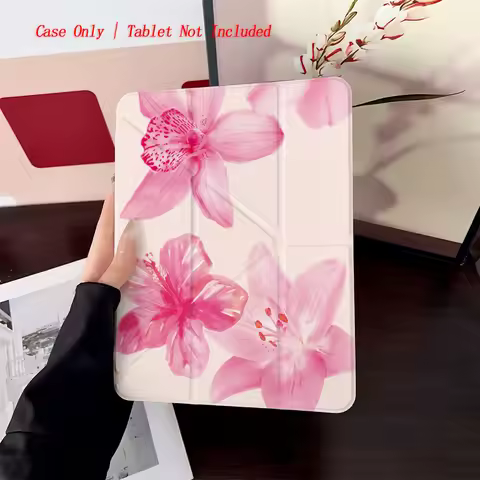 Cute Y-Fold Acrylic Soft Pink Blossoms Pattern iPad Cover For Apple iPad 10.2/10.9 Inch Shockproof C