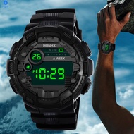 HONHX LED Electronic Watch Men's Outdoor Sports Watch Digital Watch Large Dial Waterproof 【Bluey】