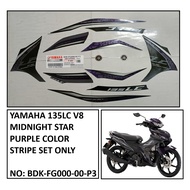 (CLEARANCE SALE)YAMAHA ORIGINAL 135LC FI V8 MIDNIGHT STAR PURPLE STRIPE/GRAPHIC SET(BDK-FG000-00-P3)