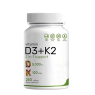 Vitamin D3+K2 Soft Capsules 250 Capsules 5000 IU D3+K2 Supplement