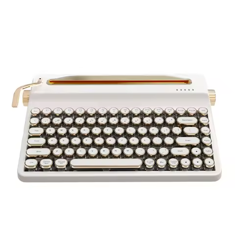 YUNZII QL75 White Wireless Mechanical Keyboard, QMK/VIA Programmable RGB Vintage Typing Keeb for Mac