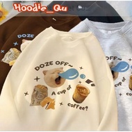 CODE Q29I Children's Crewneck Sweater CAT COFFEE DOZE OFF Sweater Jacket for Children 5 16 Years