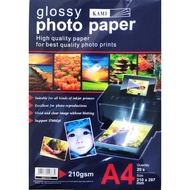 Kami Glossy Paper Photo Paper 135gsm / 180gsm / 210 gsm A4 20 sheets (Kertas Foto Berkilat)