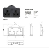 {fast delivery} Rewireable trailing socket 13A Rubberised Extension Socket, 2-Way, Black