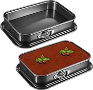 Uiifan 2 Pcs Non Stick Cheesecake Pan Black Springform Pans Leakproof Rectangle Cake Pan with Remova